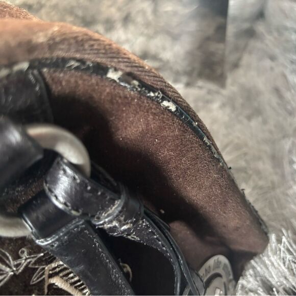 JUICY COUTURE handbag Vintage Brown Suede Velvet Bowling Bag purse logo y2k - Picture 2 of 8